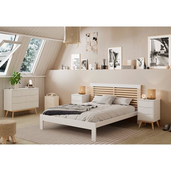 Бял нисък скрин с чекмеджета 120x83 cm Campus - Marckeric-image-1