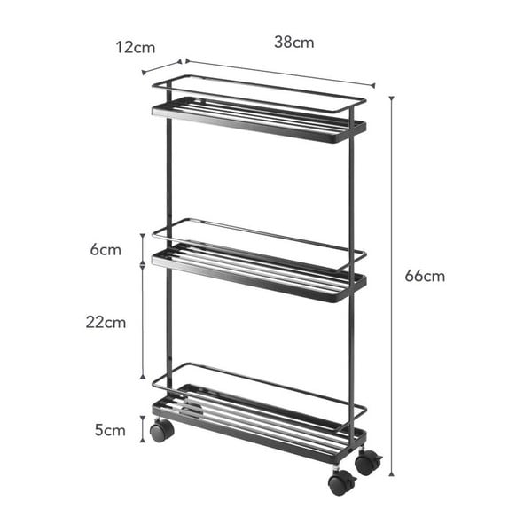 Черен метален подвижен стелаж 38x66 cm Tower – YAMAZAKI-image-2