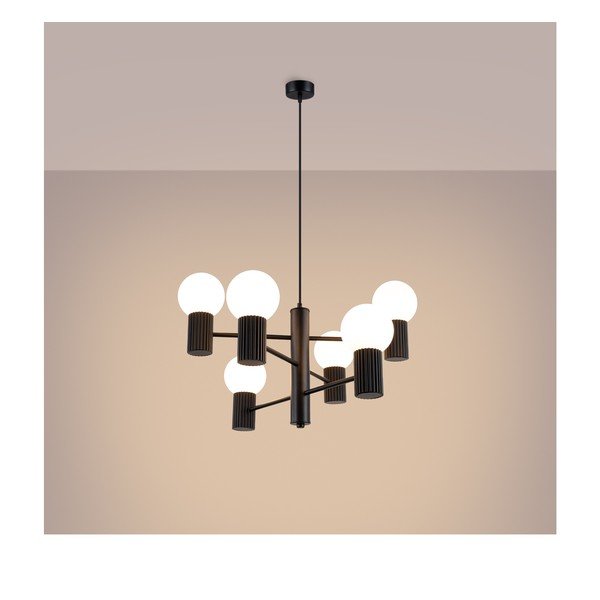 Черно висящо осветително тяло със стъклен абажур Orbital – Sollux-image-4