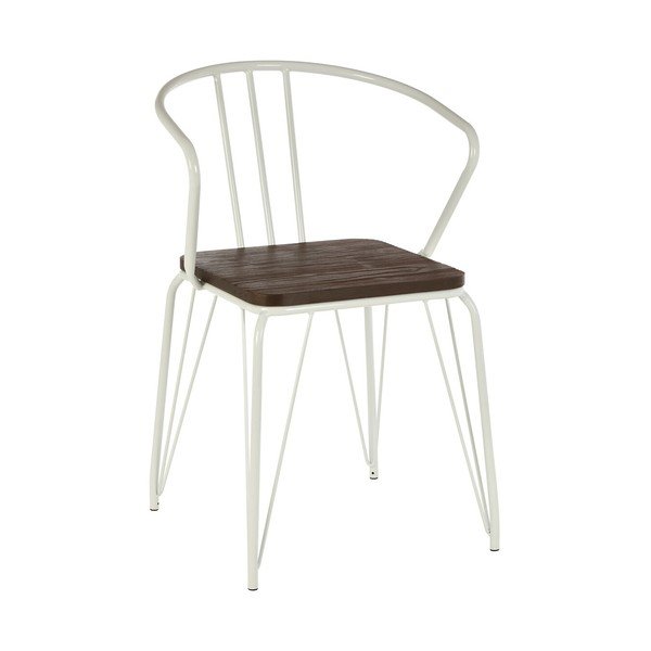 Бял/в естествен цвят трапезен стол от масивен бряст District – Premier Housewares