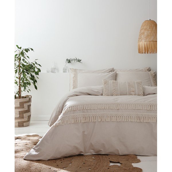 Сиво и бежово памучно спално бельо , 135 x 200 cm Izmir - Pineapple Elephant-image-4