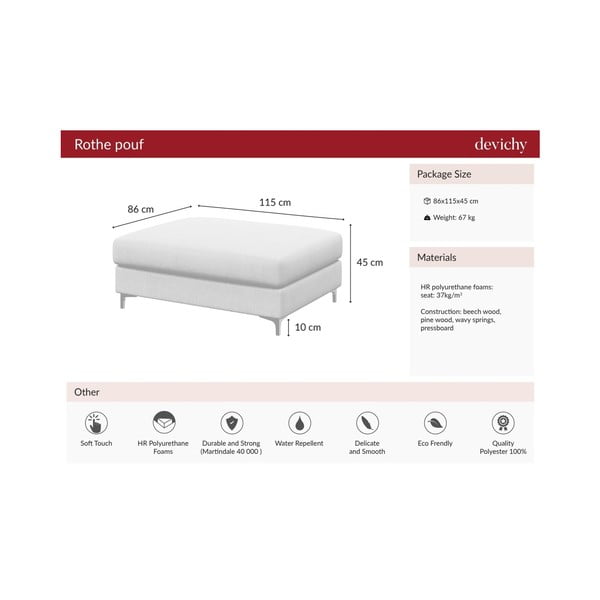 Тъмно сива табуретка за крака Devichy Rothe - devichy-image-2