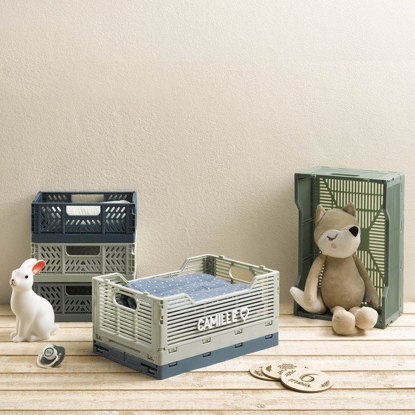 Светлозелена пластмасова кутия за съхранение 40x30x17 cm – Homéa-image-1