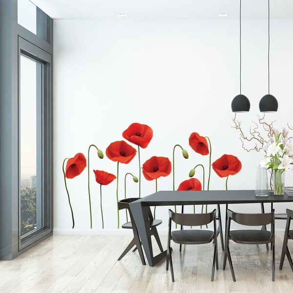 Комплект стикери за стена Vermeil Poppies, 60 x 70 cm - Ambiance