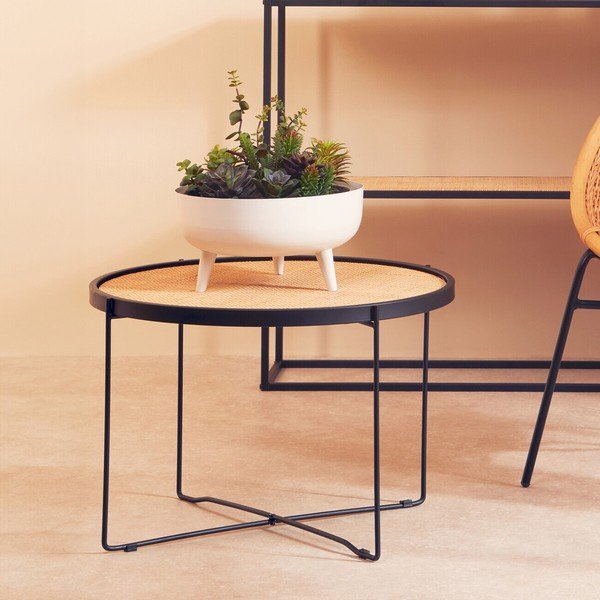 Ратанова кръгла масичка за кафе в естествен цвят ø 60 cm Depok – Premier Housewares-image-4