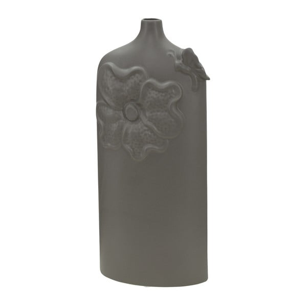 Tmavě šedá porcelánová váza Mauro Ferretti Fleur, výška 39,5 cm