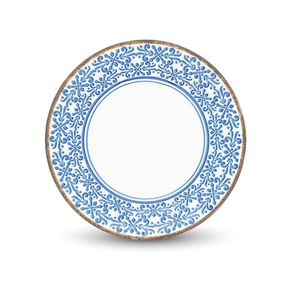 Бяла/синя десертна порцеланова чиния ø 21 cm Azul – BonBistro