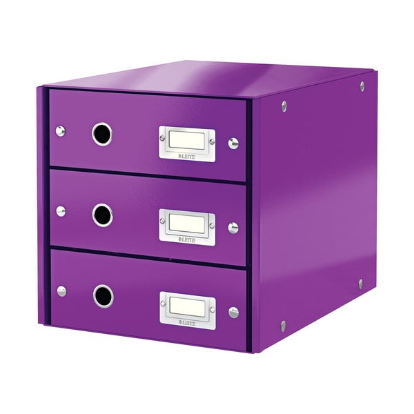 Лилава кутия с 3 чекмеджета Офис, 36 x 29 x 28 cm Click & Store - Leitz