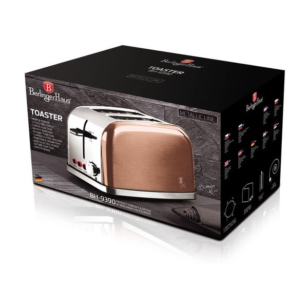 Бежов тостер Rosegold Metallic Line - BerlingerHaus-image-3