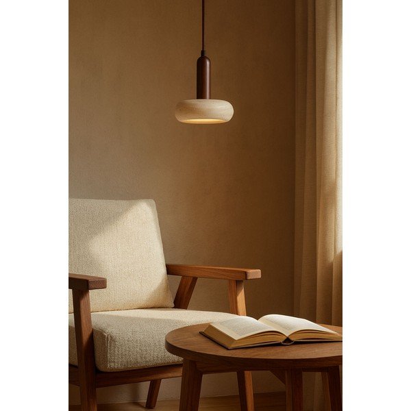 Кафяво/бежово LED висящо осветително тяло с каменен абажур ø 15 cm Karo – Opviq lights-image-3