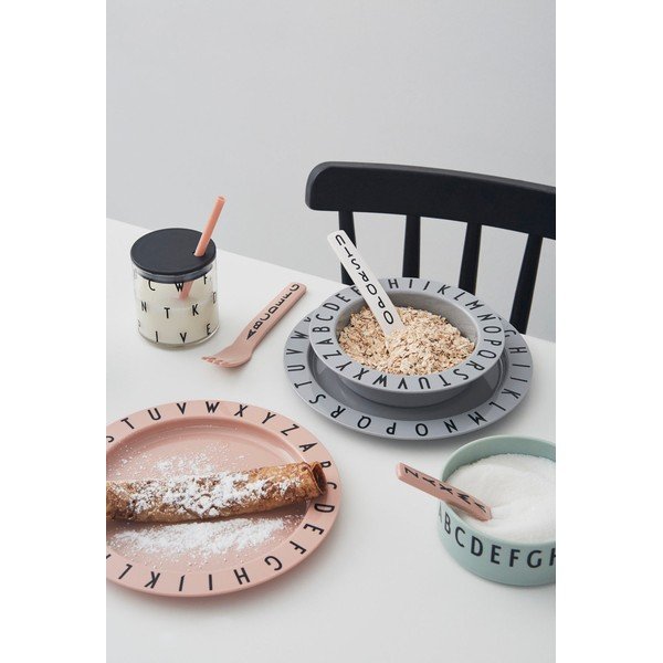 Детска дълбока чиния, сива, ø 15,5 cm Eat & Learn - Design Letters-image-1