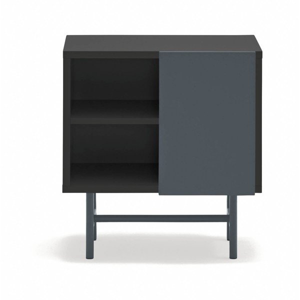 Черно/антрацитно матово нощно шкафче с рафтове Nube – Teulat