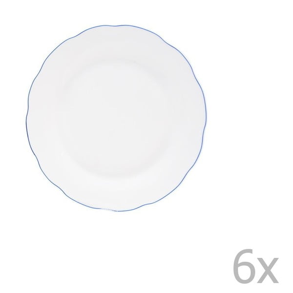 Комплект от 6 десертни чинии от бял порцелан Blue Line, ⌀ 18 cm - Orion