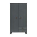 Тъмносив гардероб от борова дървесина 111x202 cm Dennis - WOOOD