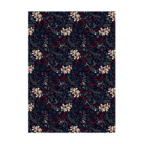 5 листа черна опаковъчна хартия, 50 x 70 cm Winter Floral - eleanor stuart-image-1