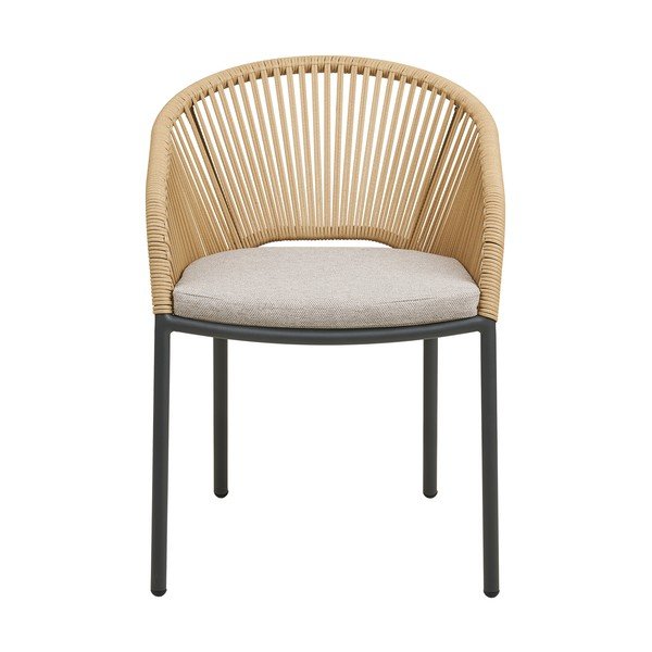 Бежов градински стол метален/подплатен Novella – House Nordic-image-2