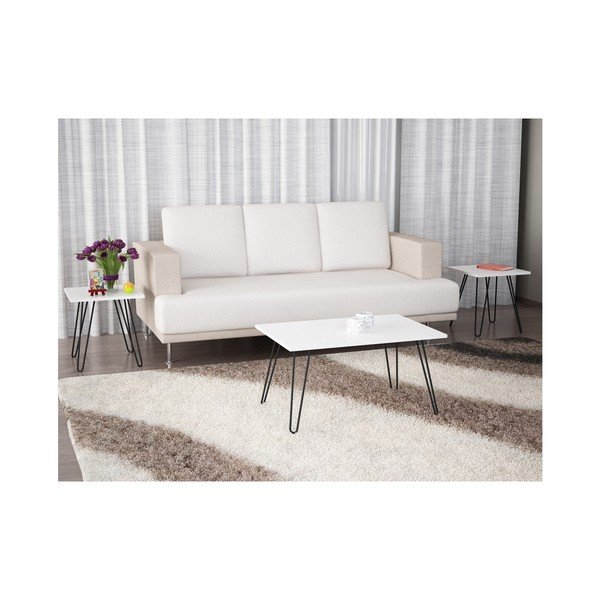 Комплект от 3 бели масички за кафе Seren - Furny Home-image-3