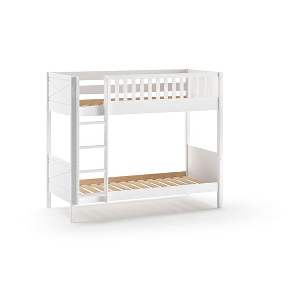 Бяло двуетажно детско легло от масивен бор с място за съхранение 90x200 cm SCOTT – Vipack-image-2