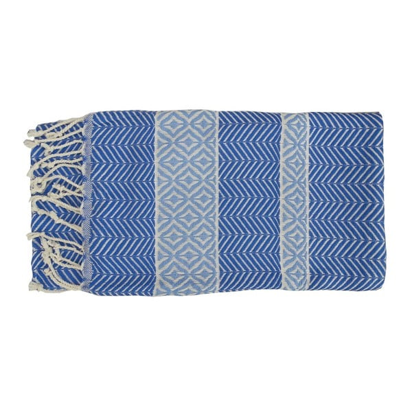 Modrá ručně tkaná osuška z prémiové bavlny Homemania Basak Hammam, 100 x 180 cm