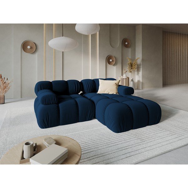 Ъглов диван от синьо кадифе (десен ъгъл) Bellis - Micadoni Home-image-1