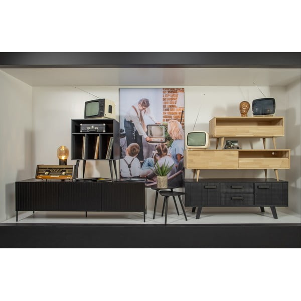 Шкаф за грамофон от масивен бор в черен и естествен цвят 60x83 cm James – WOOOD-image-4