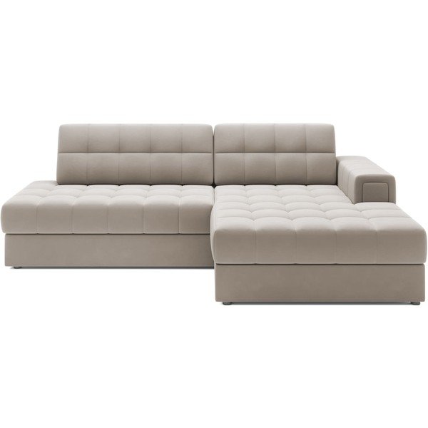 Бежов кадифен разтегателен ъглов диван (десен ъгъл) Blezalt – ELTAP