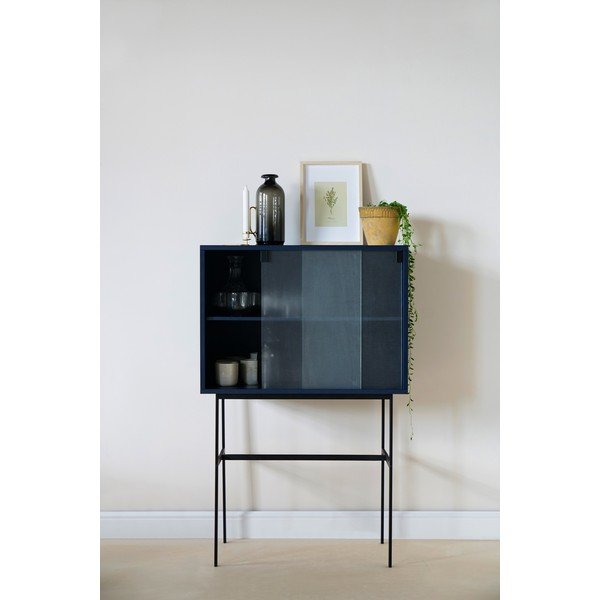 Тъмносиня витрина с плъзгащи се врати 70x109x40 cm Lekko – noo.ma-image-1