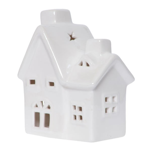 Бял керамичен свещник във формата на къща Maison Enniege, височина 13 cm - Ewax