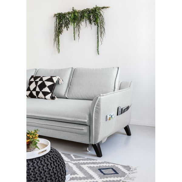 Светлосив ъглов разтегателен диван, ляв ъгъл Charming Charlie - Miuform-image-4