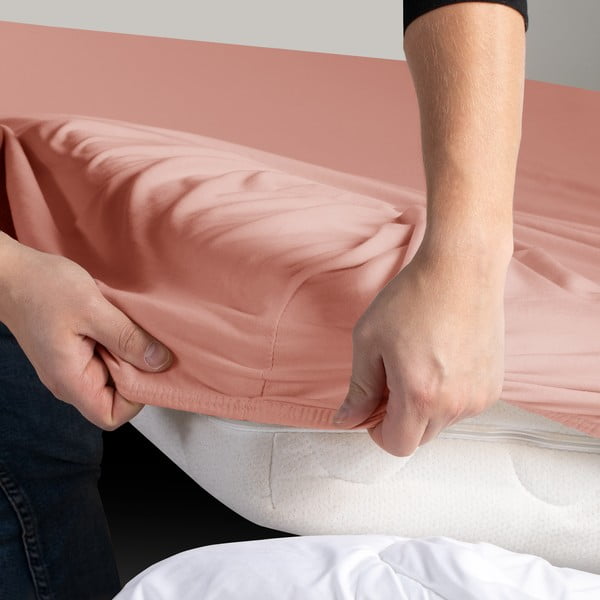 Еластичен чаршаф от джърси в прасковен цвят 240x220 cm Amber – Restilo-image-1