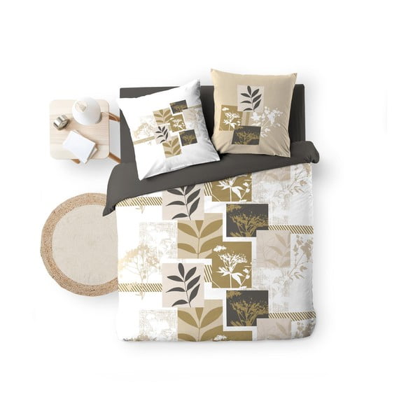 Бяло/кафяво двойно удължено памучно спално бельо 240x220 cm Utopia – douceur d'intérieur-image-4