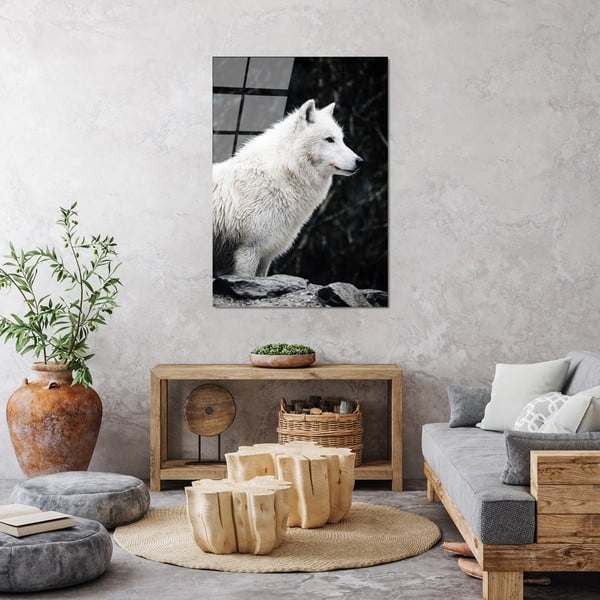 Живопис върху стъкло 70x100 cm White Wolf - Wallity-image-3