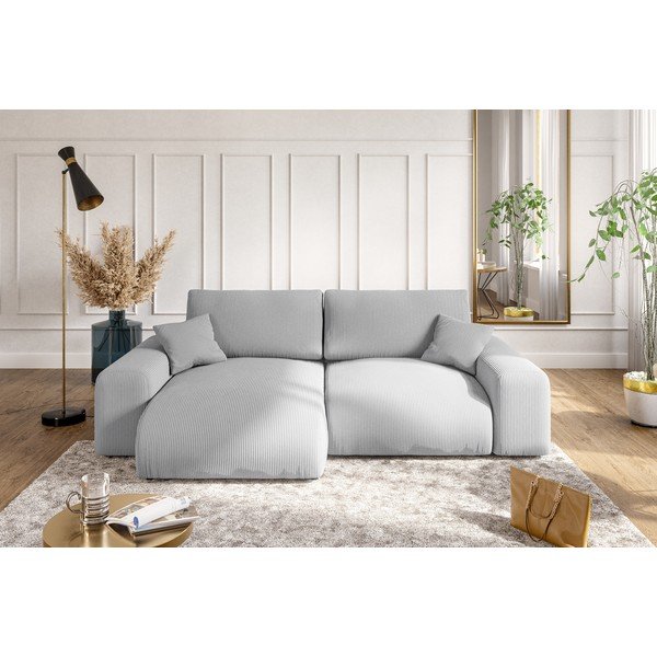 Светлосив ъглов диван от рипсено кадифе (променлив) Justin – Ropez-image-4