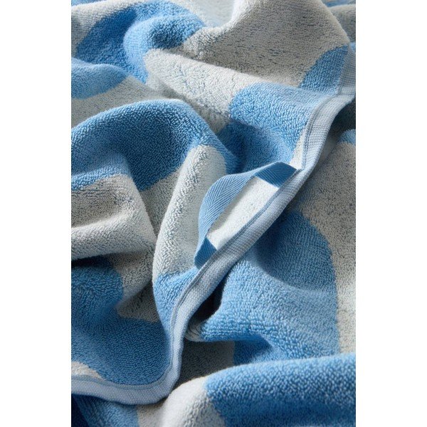 Бяла/светлосиня памучна хавлиена кърпа 90x150 cm Waves – Jotex-image-3