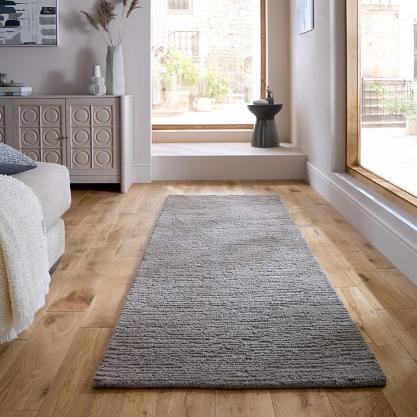 Сива ръчно изработена вълнена пътека 80x230 cm Harris Boucle – Flair Rugs-image-1