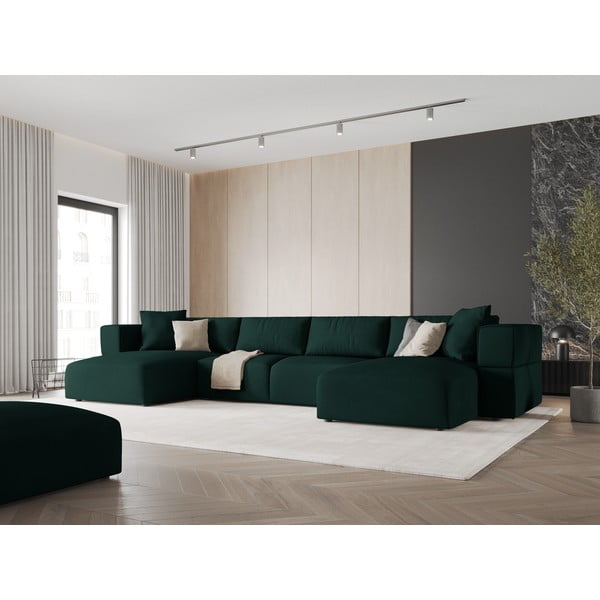 Зелен ъглов U-образен диван Esther – Milo Casa-image-1