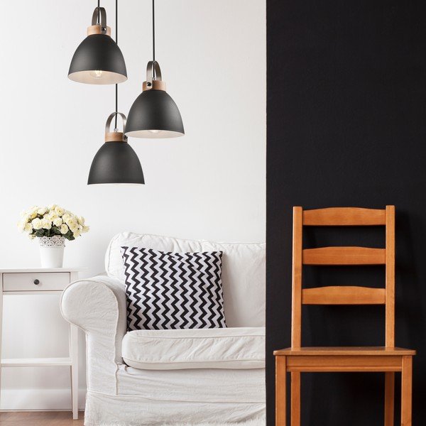 Черно висящо осветително тяло с метален абажур ø 37 cm Danielle – LAMKUR-image-1