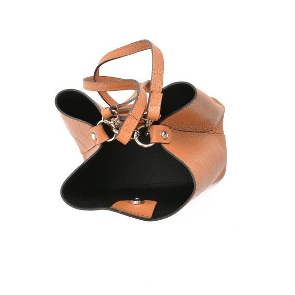 Кафява кожена чанта в цвят коняк Catarina - Mangotti Bags-image-4