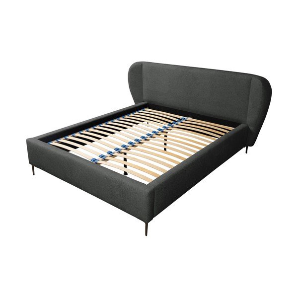 Тъмносиво двойно тапицирано легло с включена подматрачна рамка 160x200 cm Makana – Makamii-image-2