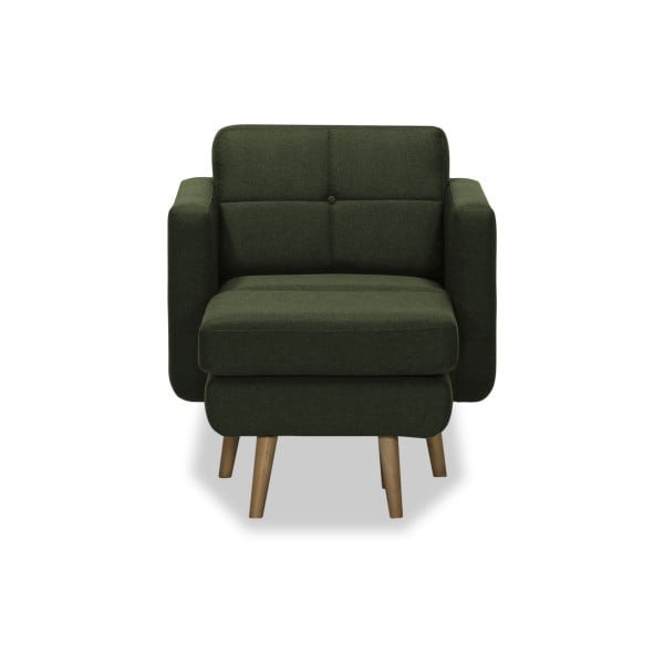 Тъмнозелен фотьойл с пуф Magnus - Vivonita