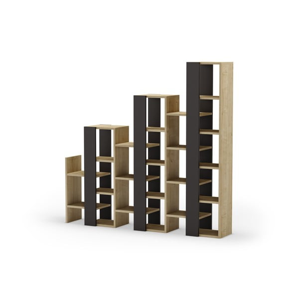 Черно-естествен стелаж от декор от дъб  158x151 cm Anissa – Marckeric-image-3