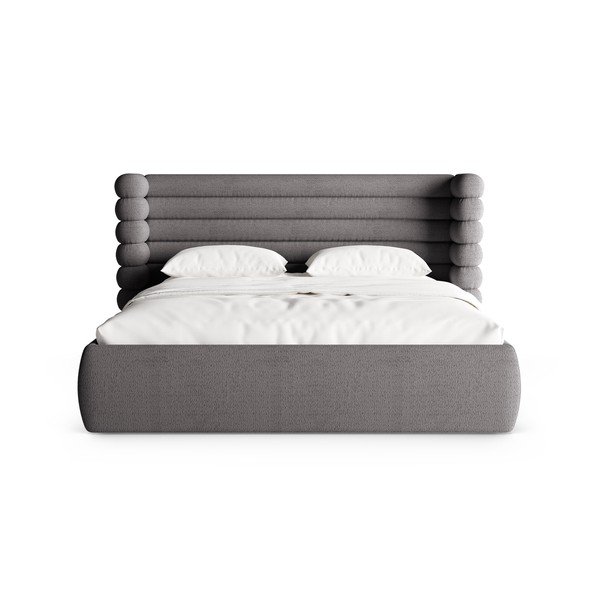 Тъмносиво тапицирано двойно легло с място за съхранение и включена подматрачна рамка 180x200 cm Mount – Micadoni -image-4