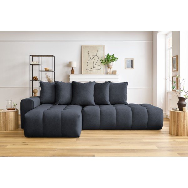 Тъмносин ъглов диван (ляв ъгъл) Mont-Blanc - Bobochic Paris-image-1