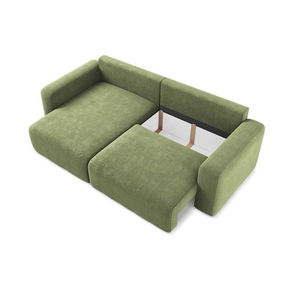 Зелен шенилов сгъваем/с място за съхранение ъглов диван (ляв ъгъл) Kona – Makamii-image-4