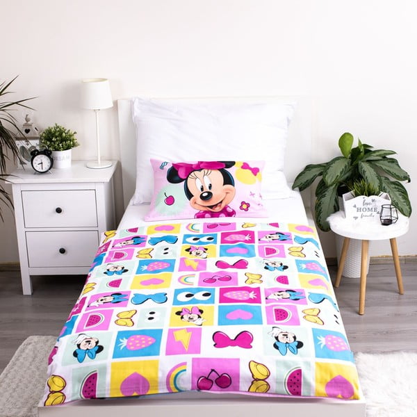Розово памучно детско спално бельо 100x135 cm Minnie "Sweet" – Jerry Fabrics-image-3