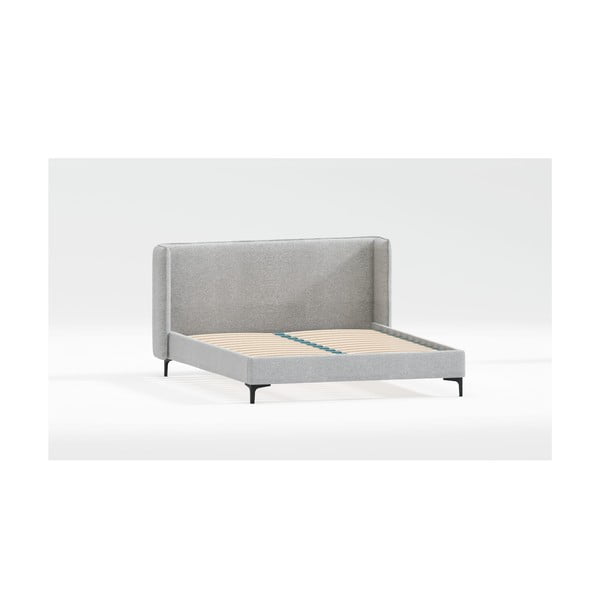 Сиво двойно тапицирано легло с включена подматрачна рамка 200x200 cm Basti – Ropez