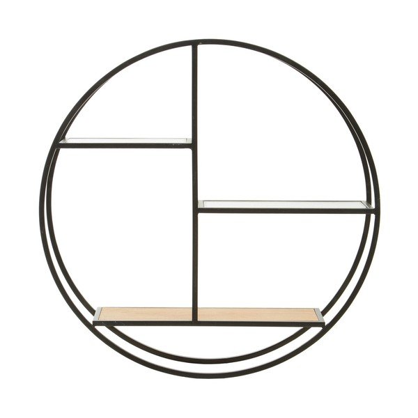 Черен/в естествен цвят на няколко нива метален стенен рафт 61 cm Mataram – Premier Housewares-image-2