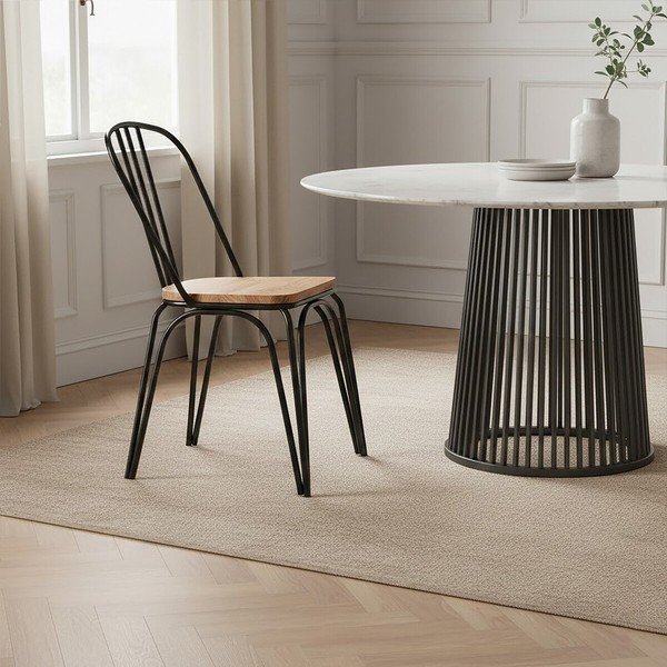 Черен трапезен стол от масивен бряст District – Premier Housewares-image-3