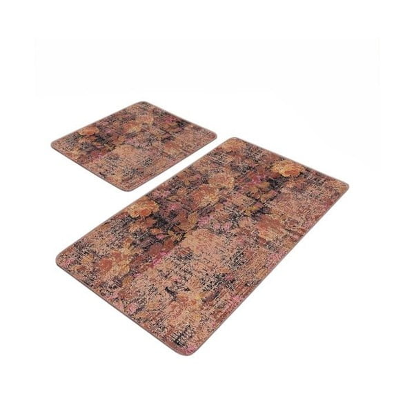 Кафяви кадифени килими за баня в комплект от 2 бр. 60x100 cm – Mila Home