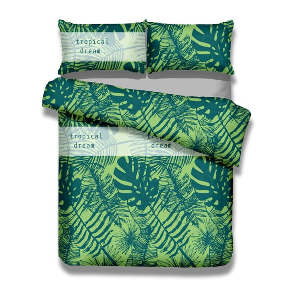 Комплект от памучна завивка и 2 калъфки за възглавници Averi Rainforest, 230 x 220 cm + 50 x 75 cm - AmeliaHome